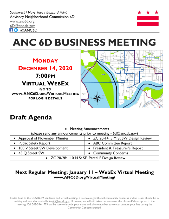 December 14, 2020 Business Meeting Announcement