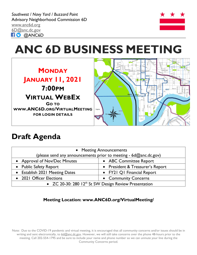 January 11, 2021 Business Meeting Announcement