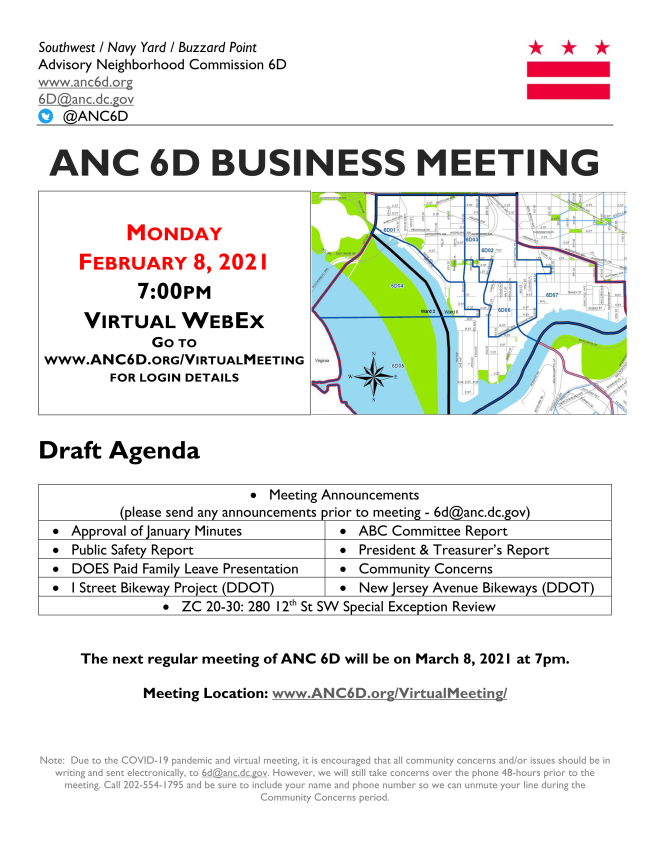 February 8, 2021 Business Meeting Announcement